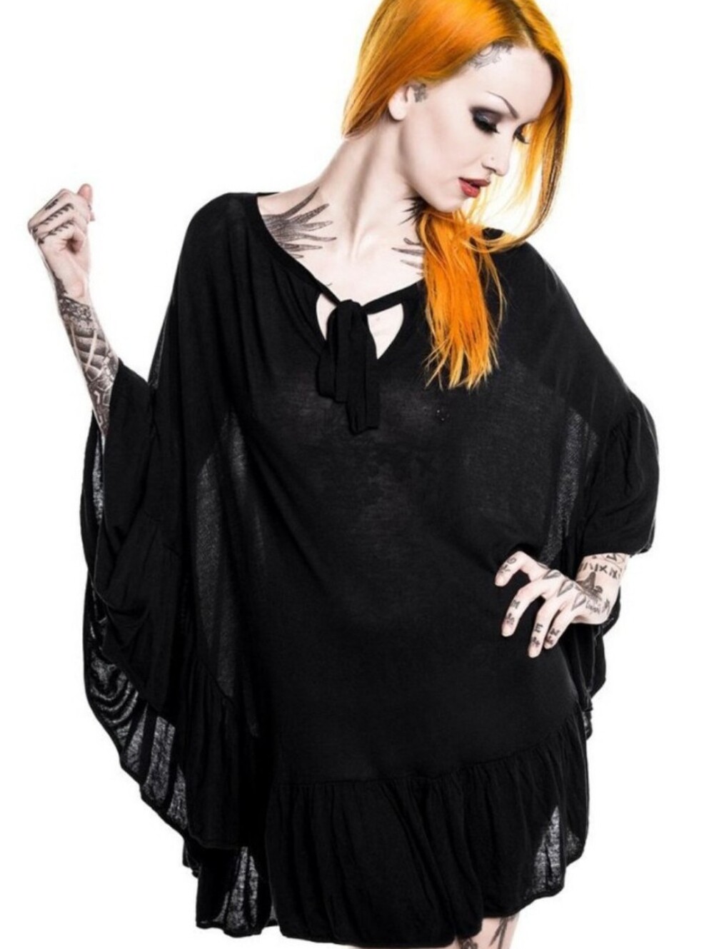 Killstar Rare Sanctuary Goth Ruffle High Low Poncho Dress